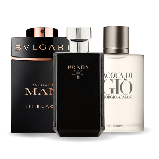 Promoční balíček 3  Bvlgari In Black, Giorgio Armani Acqua Di Gio, L'Homme Prada Intense 100ml